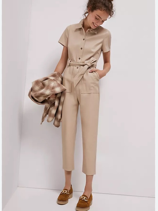Avec Les Filles Pants - Cindy Faux Leather Jumpsuit by Avec Les Filles
